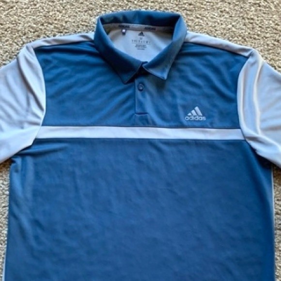 Adidas Golf Polo Navy & Gray Color Block Sz M NWT - Picture 1 of 11